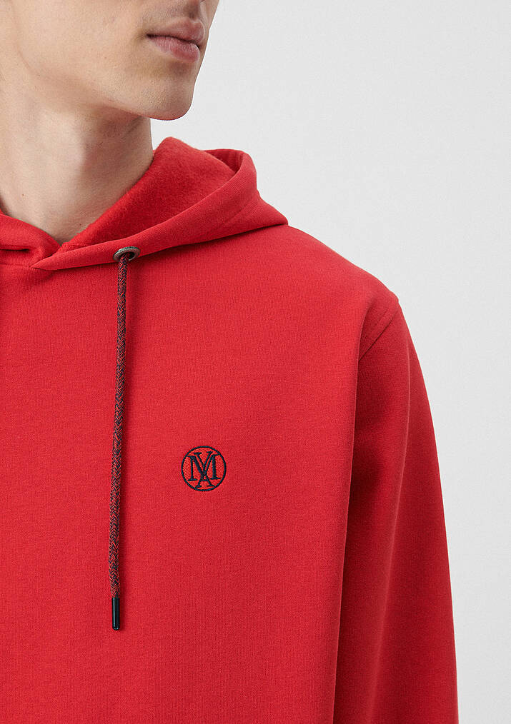 Mavi Logo Nakışlı Kapüşonlu Kırmızı Sweatshirt Mavi