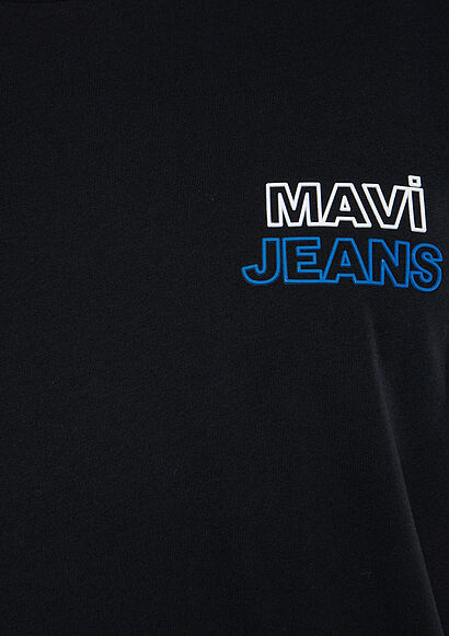 Mavi Jeans Baskılı Siyah Tişört - Mavi