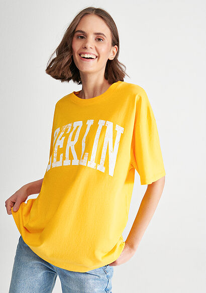 Berlin Baskılı Sarı Tişört - 0