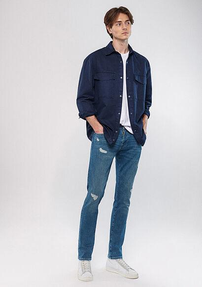 JAKE Yırtıklı Mavi Premium Jean Pantolon