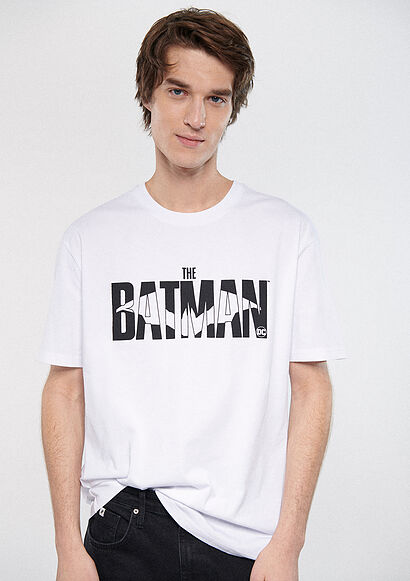 Batman Baskılı Beyaz Tişört - 0