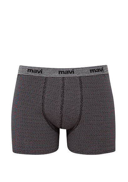 Geometrik Desenli Gri Boxer