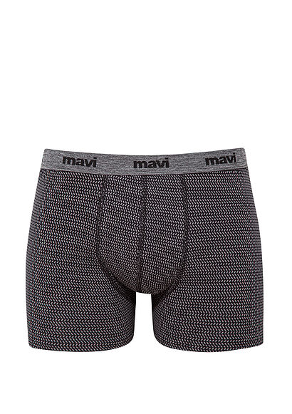 Geometrik Desenli Gri Boxer