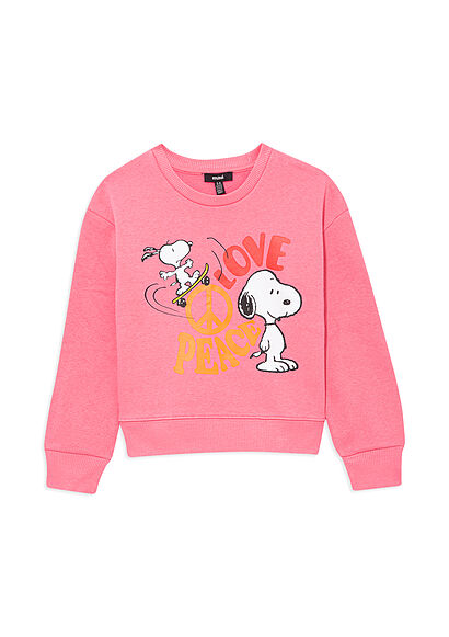 Snoopy Baskılı Pembe Sweatshirt - 0