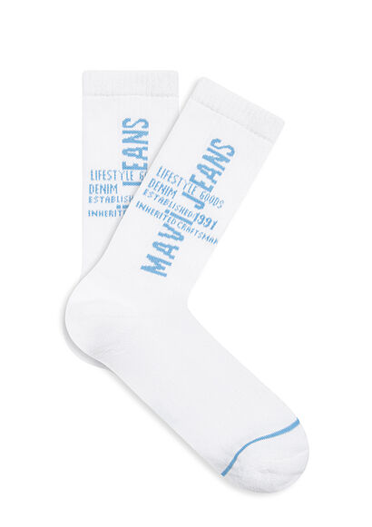 Mavi Jeans Baskılı Beyaz Çorap - 0