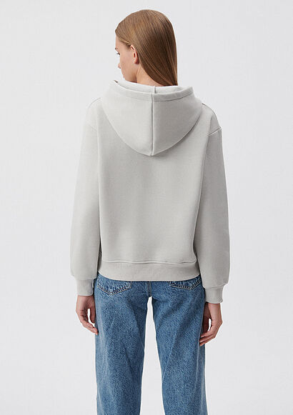 Kapüşonlu Gri Basic Sweatshirt_1