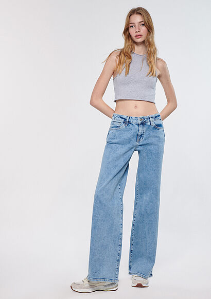 Deli Dolu Açık Mavi Everyday Vintage Jean Pantolon - 0
