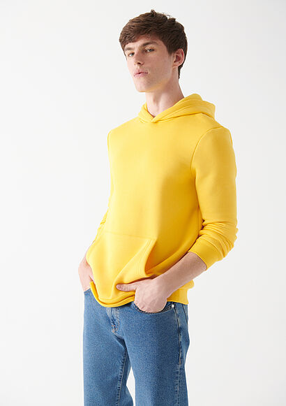 Kapüşonlu Sarı Sweatshirt - 0