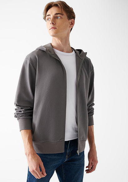 MVTR Young Baskılı Gri Fermuarlı Sweatshirt - 0