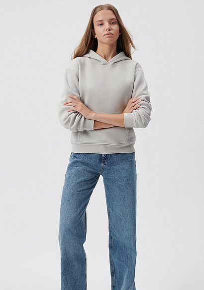 Kapüşonlu Gri Basic Sweatshirt