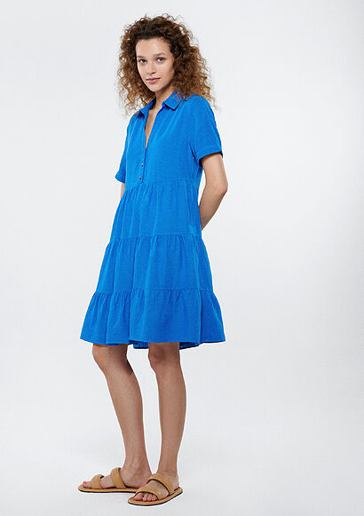 Gömlek Yaka Mavi Elbise - 0