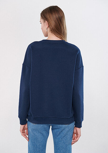 Kelebek Baskılı Lacivert Sweatshirt4