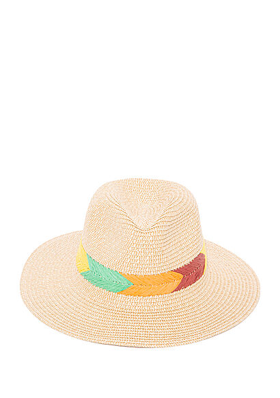 Renkli Detaylı Hasır Şapka - 0
