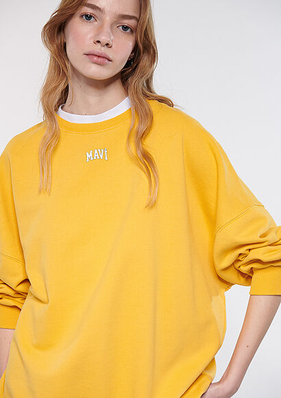Mavi Logo Baskılı Sarı Sweatshirt1