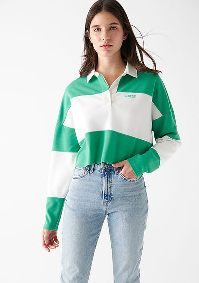 Çizgili Yeşil Polo Tişört - 0