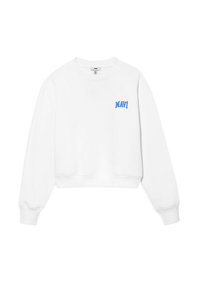 Mavi Logo Baskılı Beyaz Crop Sweatshirt