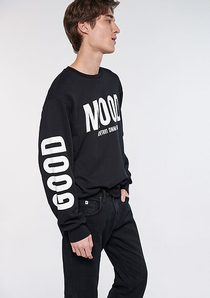 Mood Baskılı Siyah Sweatshirt - 0