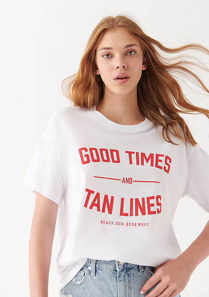 Good Times Baskılı Beyaz Tişört - 0