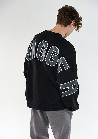 Swagger Baskılı Siyah Sweatshirt